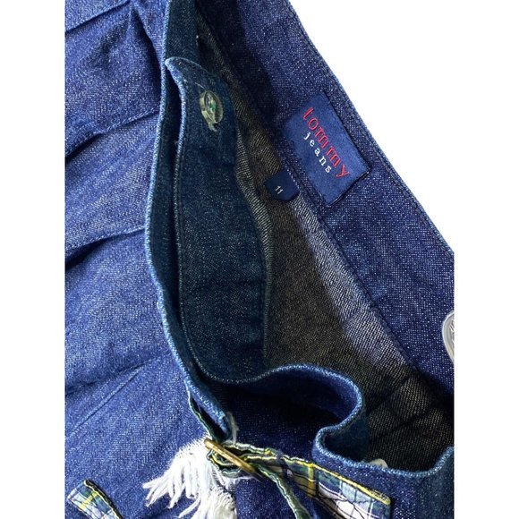 Tommy Jeans Y2K Denim Pleated Skirt Size 11‎ 90’s Clueless Wrap Plaid Jean - Picture 8 of 9
